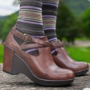DANSKO FRANKA clog 36 brown leather Wedge Bootie